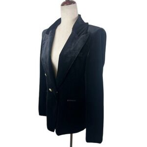 Choklate‎ Paris Black Velvet Blazer Gold Buttons Jacket Coat Women's Size 10